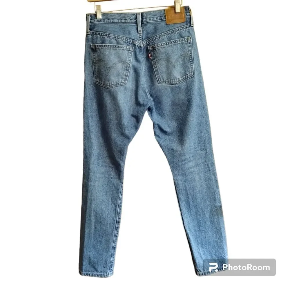Levi's 501s Distressed Skinny Jeans Button Fly Sz 27x28 - Picture 4 of 12